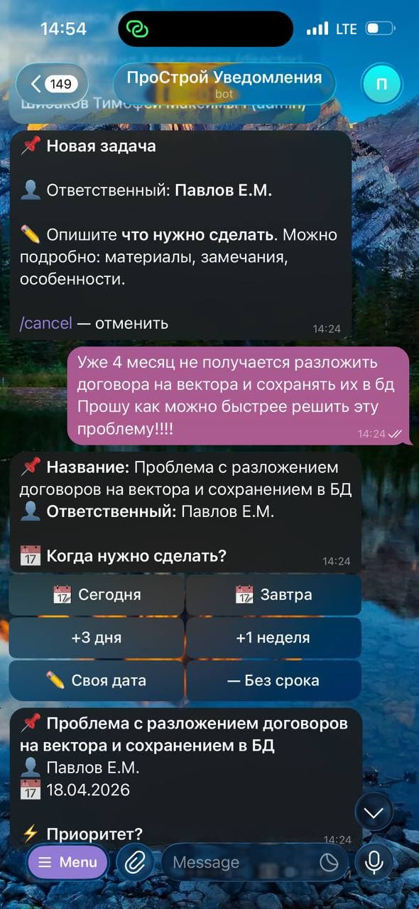 Описание задачи и выбор срока